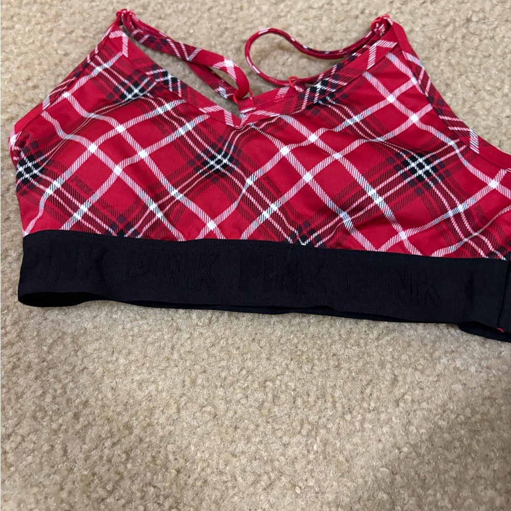 Victoria's Secret Red Plaid Sports Bra